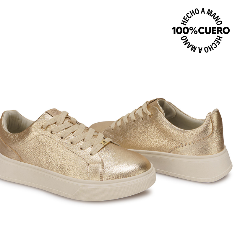 ZAPATILLA CASUAL REC-2602 CHAMPAGNE VIALE CUERO - 2