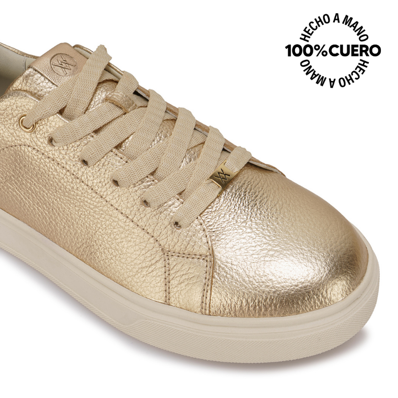 ZAPATILLA CASUAL REC-2602 CHAMPAGNE VIALE CUERO - 3