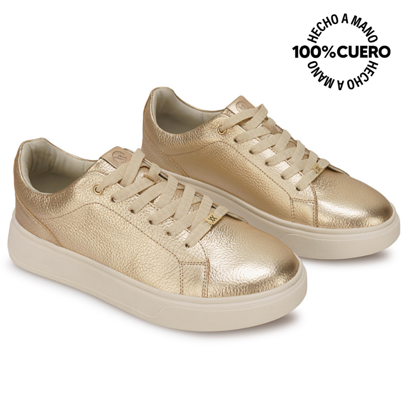 ZAPATILLA CASUAL REC-2602 CHAMPAGNE VIALE CUERO - 4