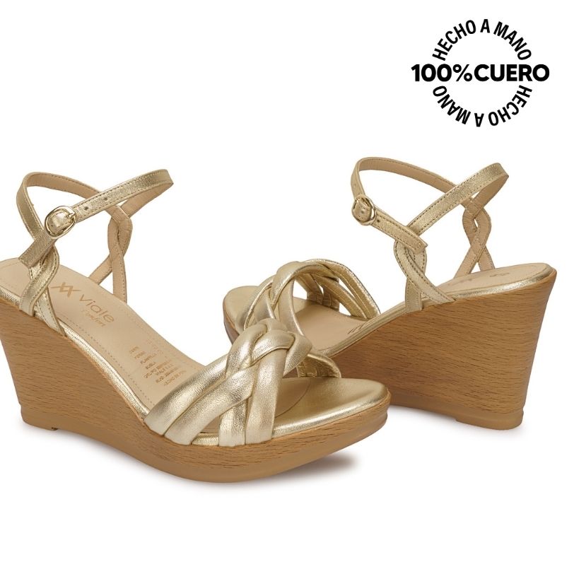 SANDALIA D'ORSAY CASUAL ECO-2603 DORADO VIALE CUERO - 2