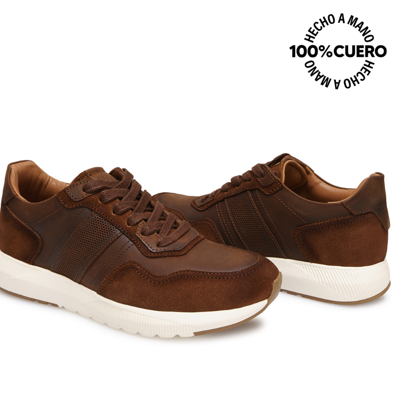 ZAPATILLA CASUAL RICARDO-2607 CASTAÑO VIALE HOMME CUERO - 2