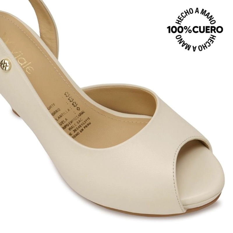 SANDALIA PEEP TOE CASUAL TERI-2640 HUESO VIALE CUERO - 3