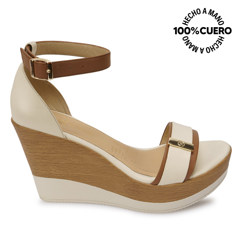 SANDALIA D'ORSAY CASUAL SOFI-2609 HUESO VIALE CUERO - 1