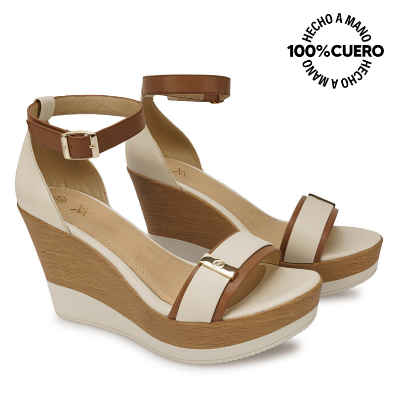 SANDALIA D'ORSAY CASUAL SOFI-2609 HUESO VIALE CUERO - 4