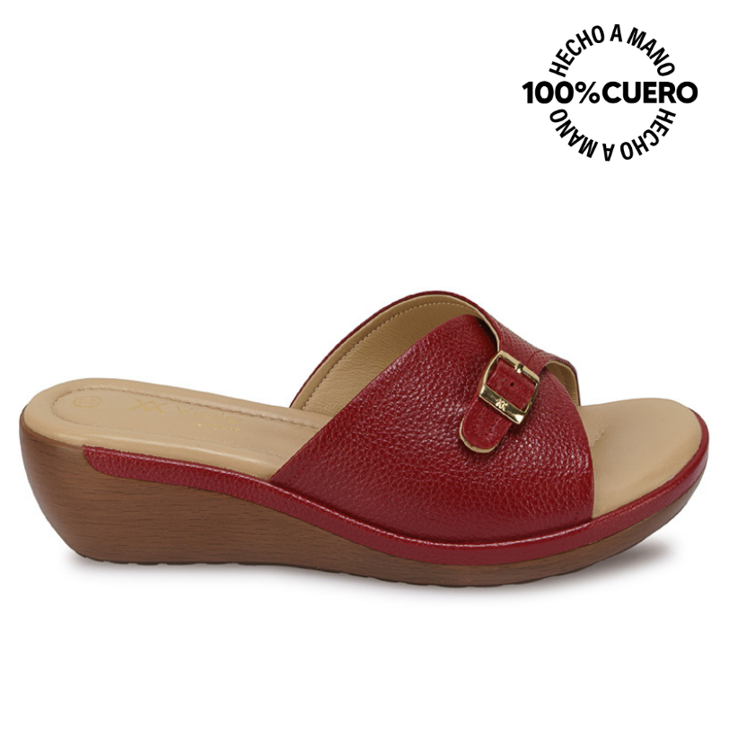SANDALIA SLIDE CASUAL WIL-2603 ROJO VIALE CUERO - 1