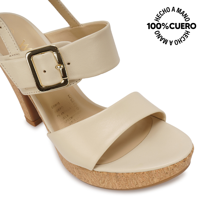 SANDALIA STRAP CASUAL TATI-2606 VAINILLA VIALE CUERO - 3