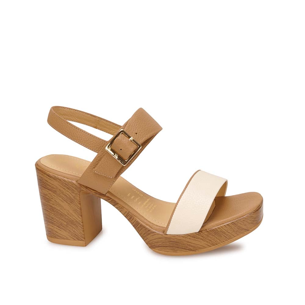 SANDALIA D'ORSAY CASUAL SOFI-2603 HUESO/TRIGO VIALE CUERO - 1