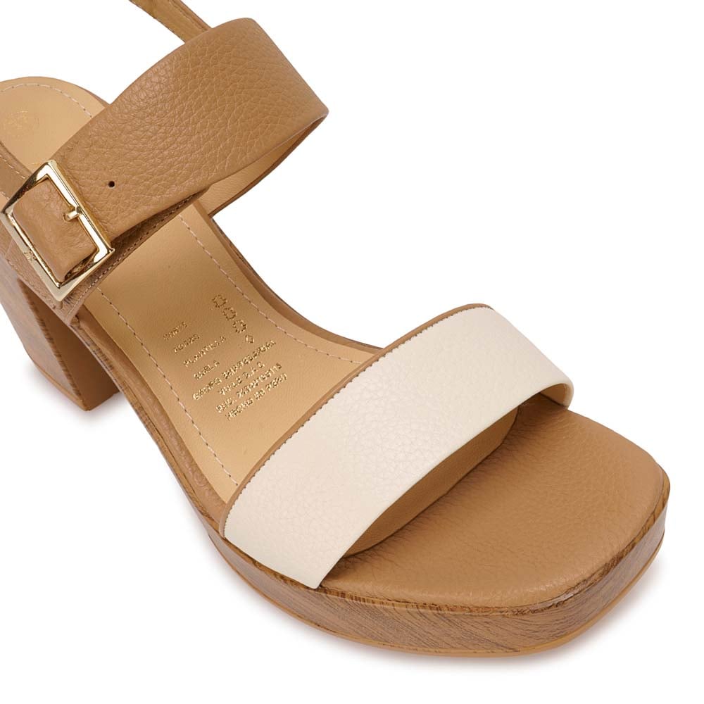 SANDALIA D'ORSAY CASUAL SOFI-2603 HUESO/TRIGO VIALE CUERO - 3