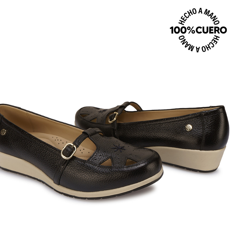 ZAPATO CANASTA CASUAL WIL-2521 NEGRO VIALE CUERO - 2