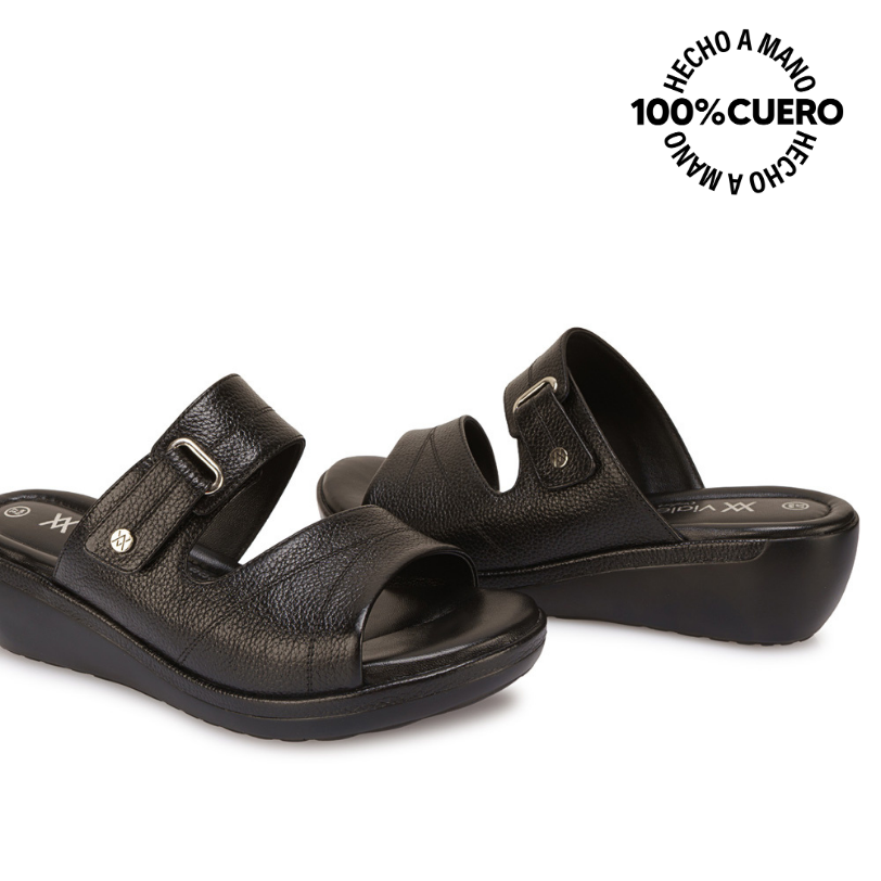 SANDALIA STRAP CASUAL WIL-2601 NEGRO VIALE CUERO - 2