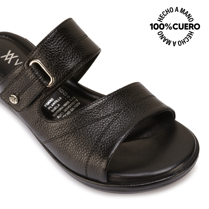 SANDALIA STRAP CASUAL WIL-2601 NEGRO VIALE CUERO - 3