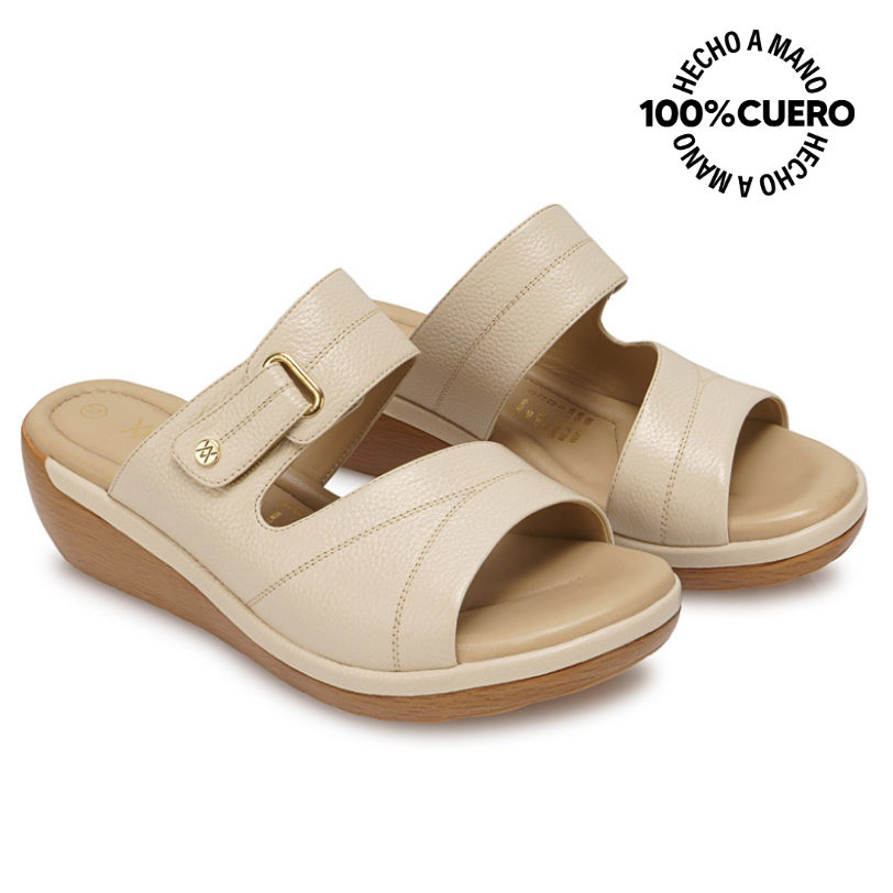 SANDALIA STRAP CASUAL WIL-2601 VAINILLA VIALE CUERO - 4