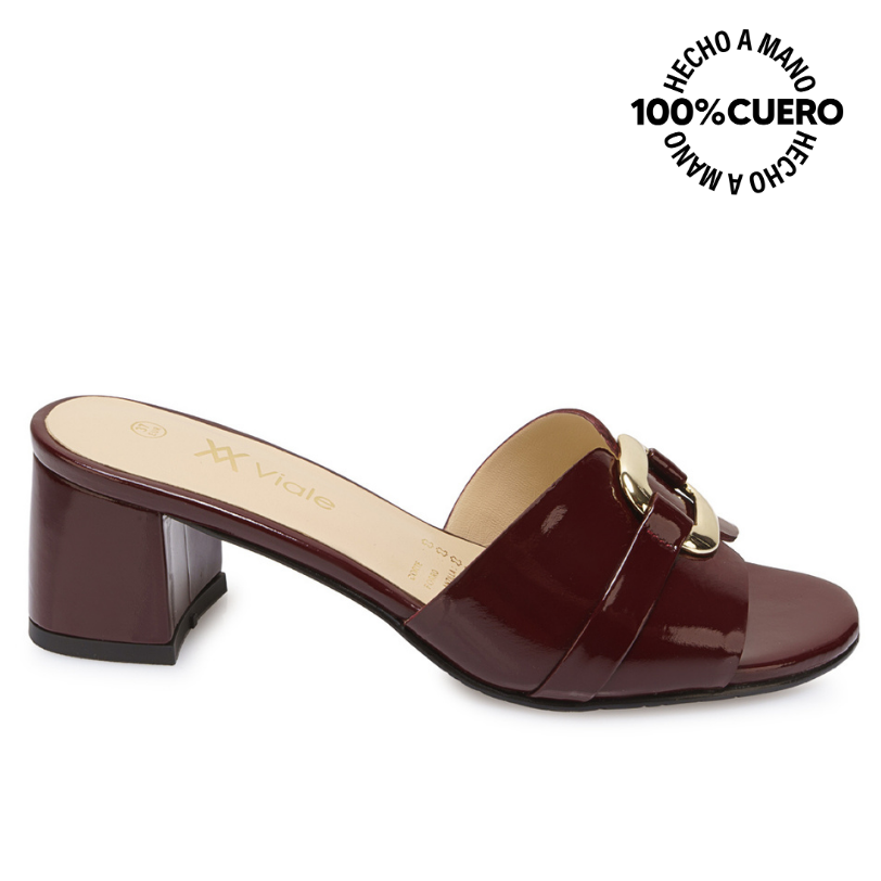 SANDALIA SLIDE CASUAL TATI-2603 ROJO OSCURO VIALE CUERO - 1