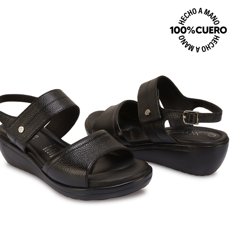 SANDALIA D'ORSAY CASUAL WIL-2602 NEGRO VIALE CUERO - 2