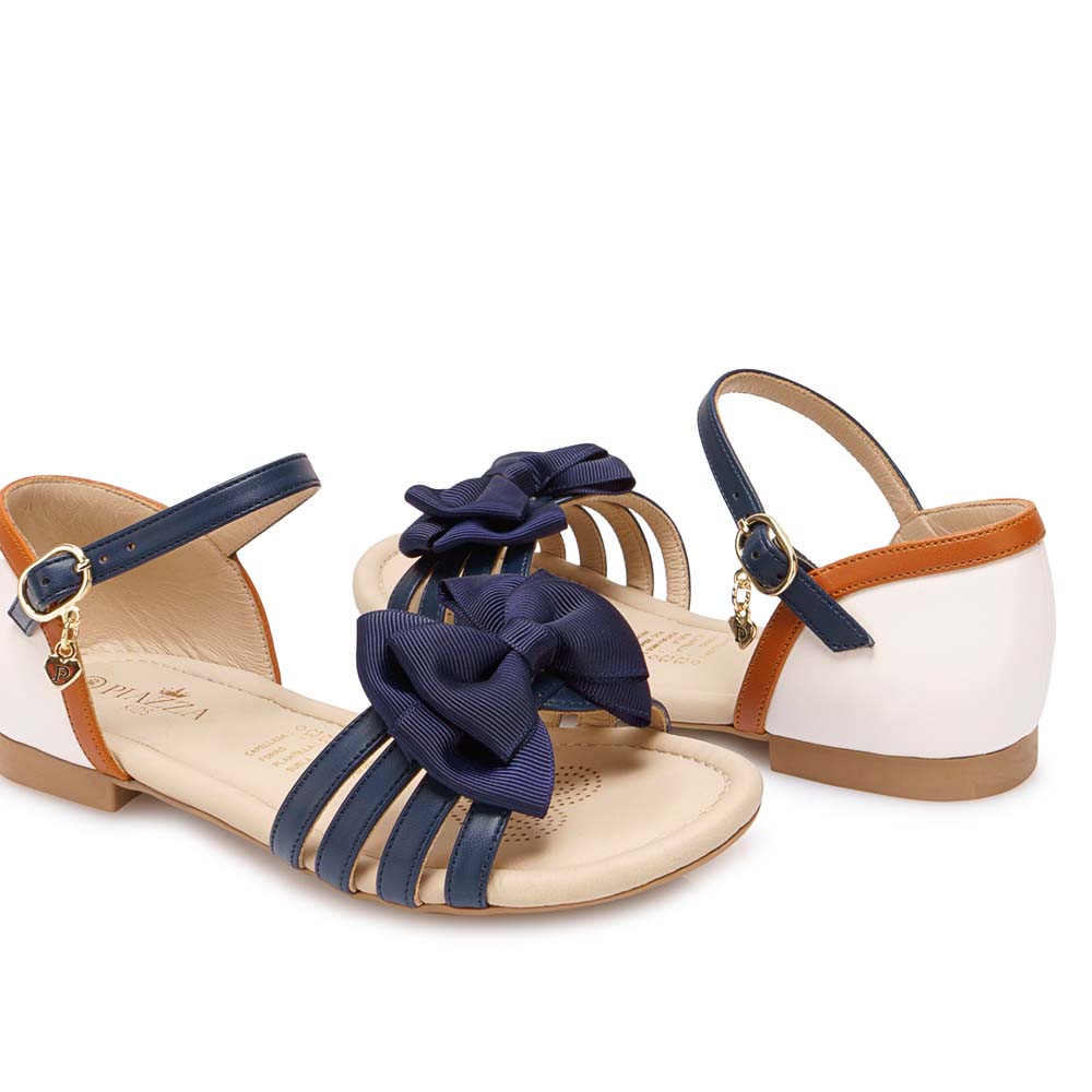 SANDALIA D'ORSAY CASUAL YADIRA-2610 AZUL/HUESO PIAZZA KIDS - 2