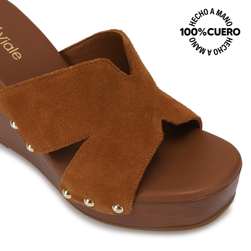 SANDALIA SLIDE CASUAL SOFI-2610 HABANO VIALE CUERO - 3