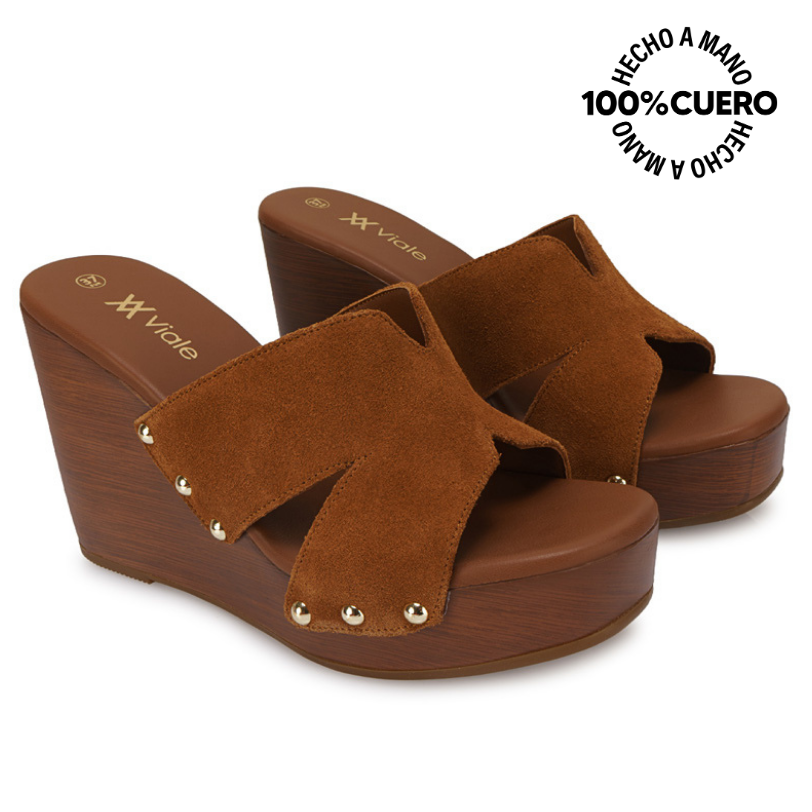 SANDALIA SLIDE CASUAL SOFI-2610 HABANO VIALE CUERO - 4