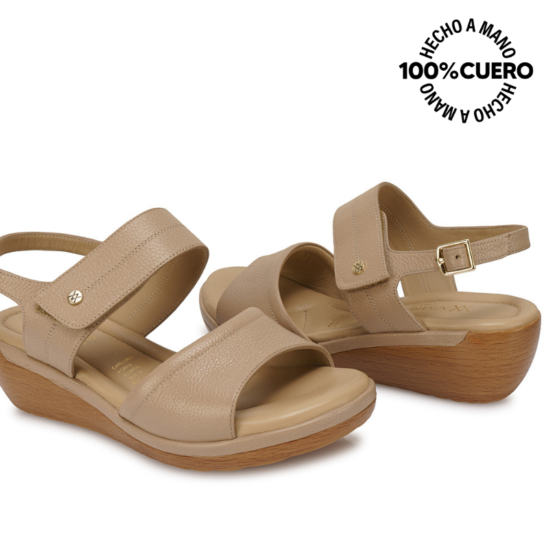 SANDALIA D'ORSAY CASUAL WIL-2602 AVENA VIALE CUERO - 2