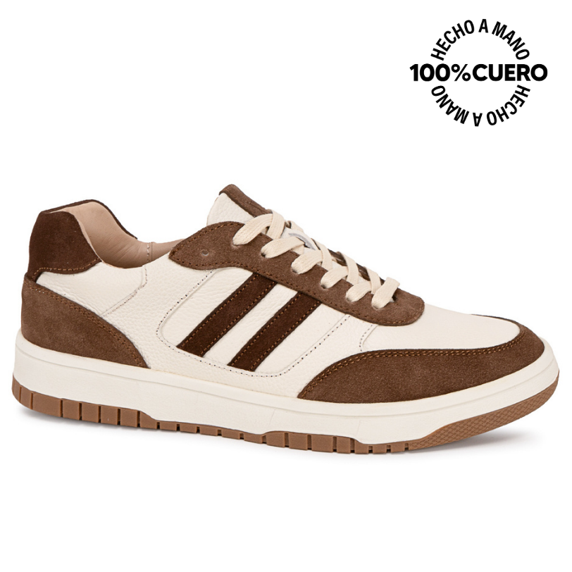 ZAPATILLA CASUAL RICARDO-2605 BLANCO/COCOA VIALE HOMME CUERO - 1