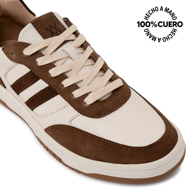 ZAPATILLA CASUAL RICARDO-2605 BLANCO/COCOA VIALE HOMME CUERO - 3