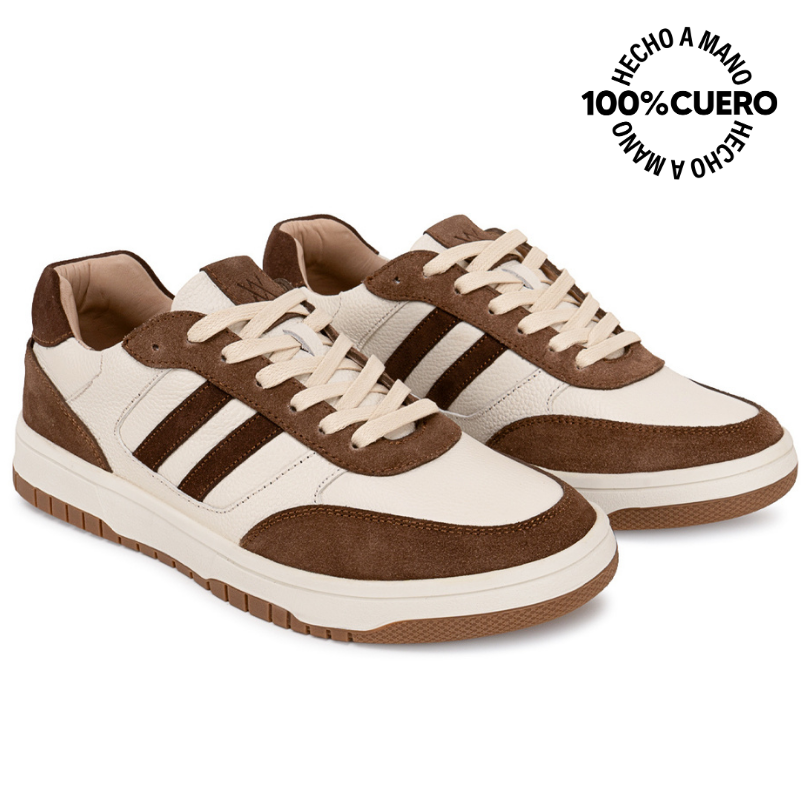 ZAPATILLA CASUAL RICARDO-2605 BLANCO/COCOA VIALE HOMME CUERO - 4