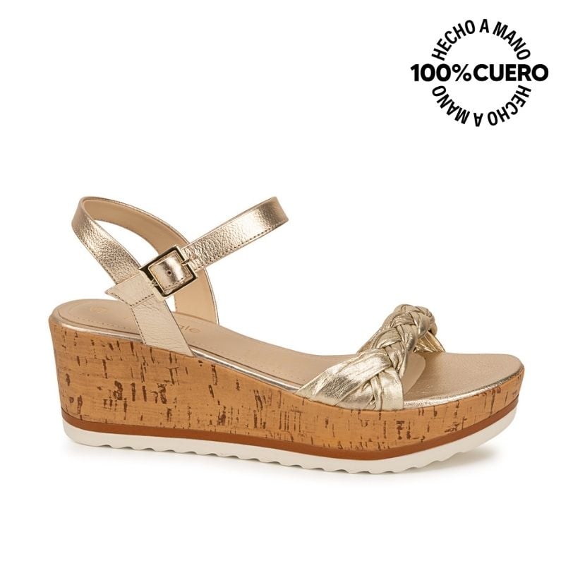SANDALIA D'ORSAY CASUAL ALE-2612 DORADO VIALE CUERO - 1