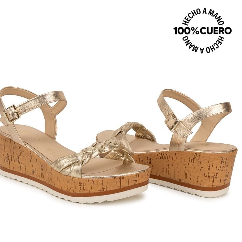 SANDALIA D'ORSAY CASUAL ALE-2612 DORADO VIALE CUERO - 2