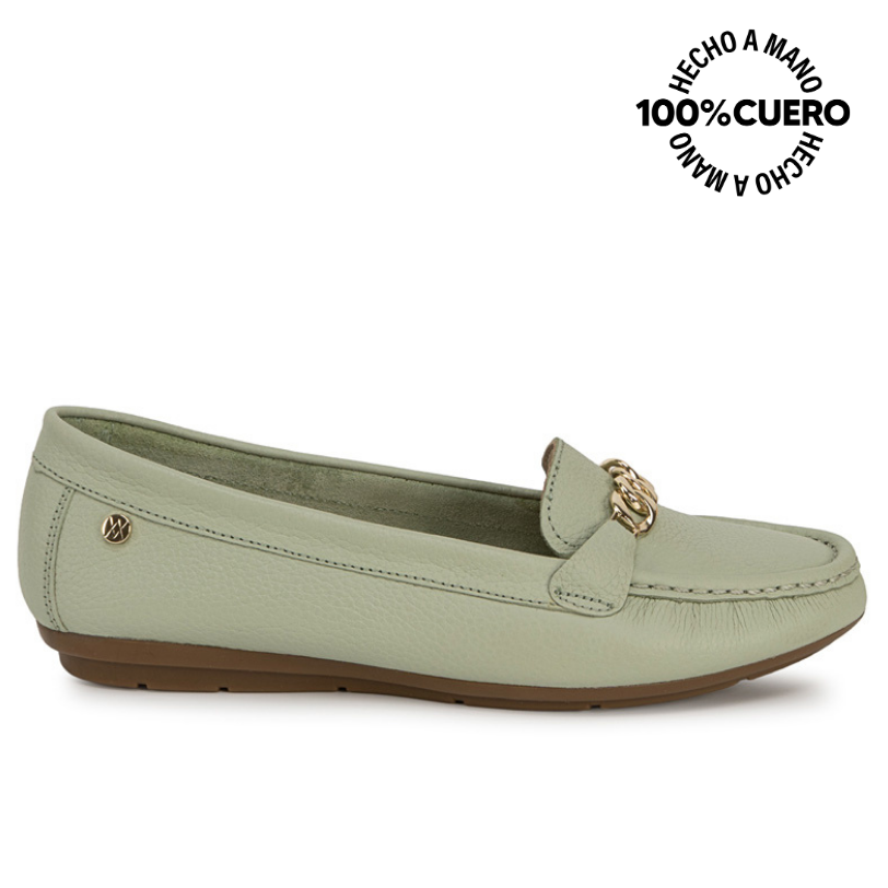 ZAPATO MOCASÍN CASUAL CORE-2504 VERDE/MENTH VIALE CUERO - 1