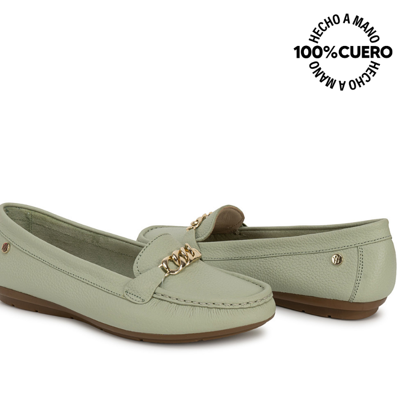ZAPATO MOCASÍN CASUAL CORE-2504 VERDE/MENTH VIALE CUERO - 2