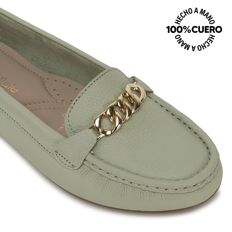 ZAPATO MOCASÍN CASUAL CORE-2504 VERDE/MENTH VIALE CUERO - 3
