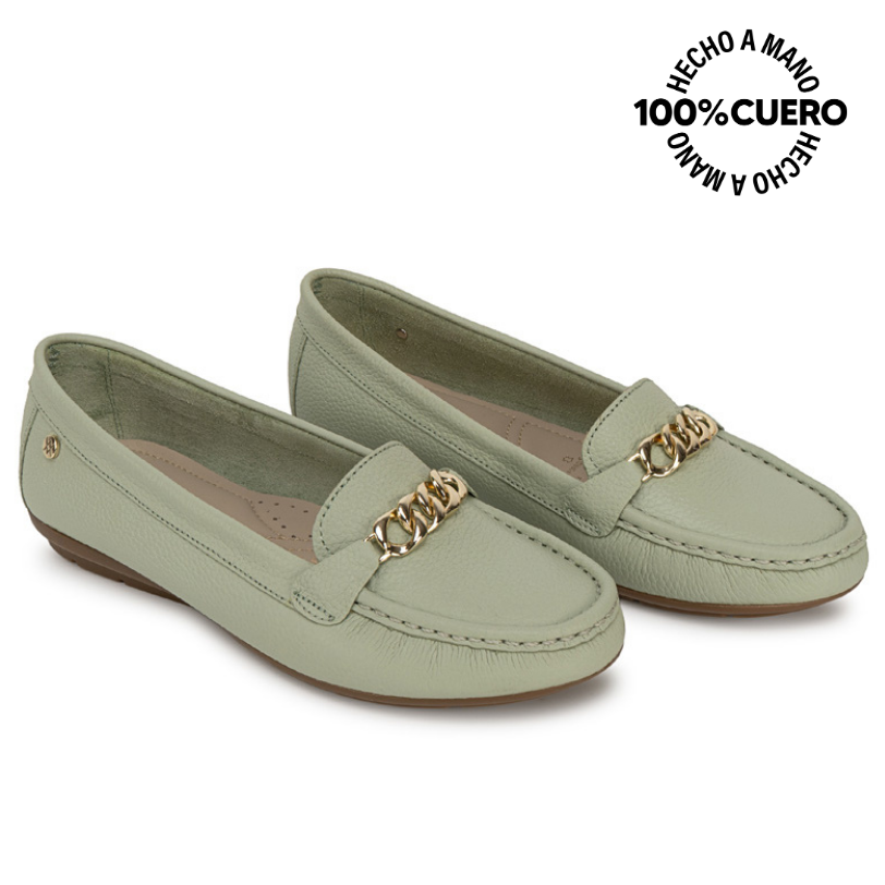 ZAPATO MOCASÍN CASUAL CORE-2504 VERDE/MENTH VIALE CUERO - 4