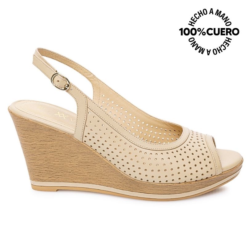 SANDALIA PEEP TOE CASUAL LINDA-2602 PELE VIALE CUERO - 1
