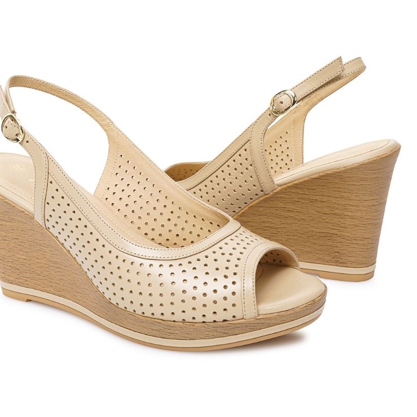 SANDALIA PEEP TOE CASUAL LINDA-2602 PELE VIALE CUERO - 2