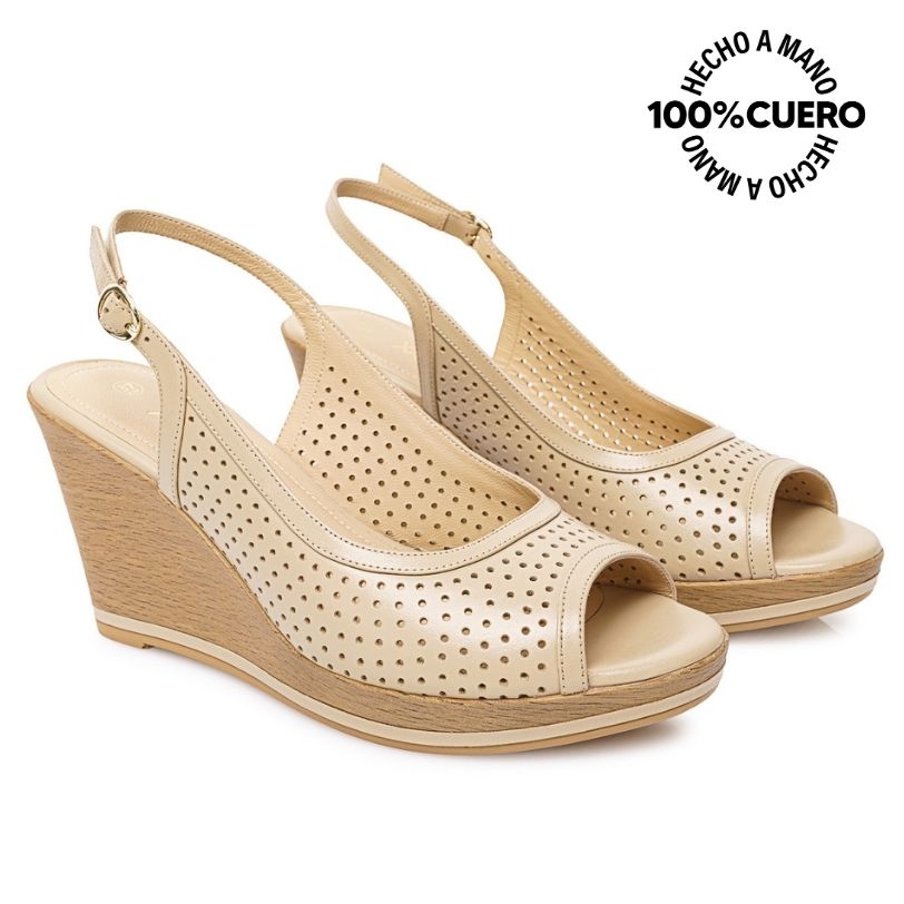 SANDALIA PEEP TOE CASUAL LINDA-2602 PELE VIALE CUERO - 4