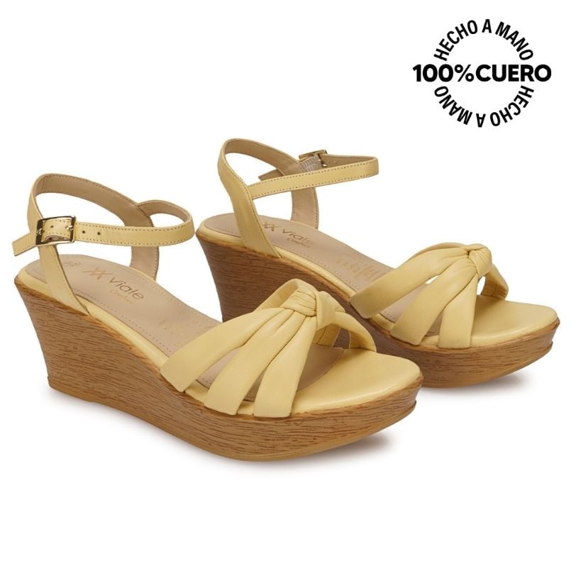 SANDALIA D'ORSAY CASUAL ECO-2602 MANTEQUILLA VIALE CUERO - 4