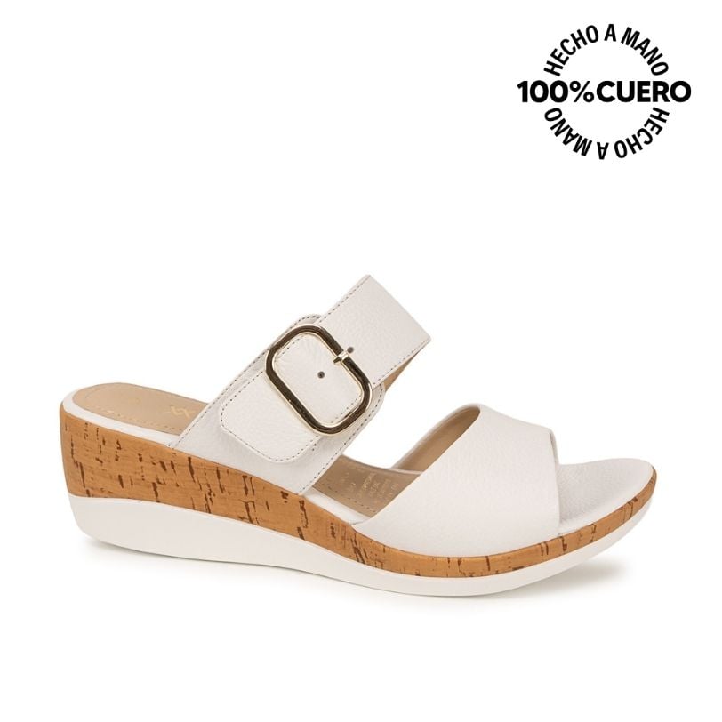 SANDALIA STRAP CASUAL ALE-2635 BLANCO VIALE CUERO - 1