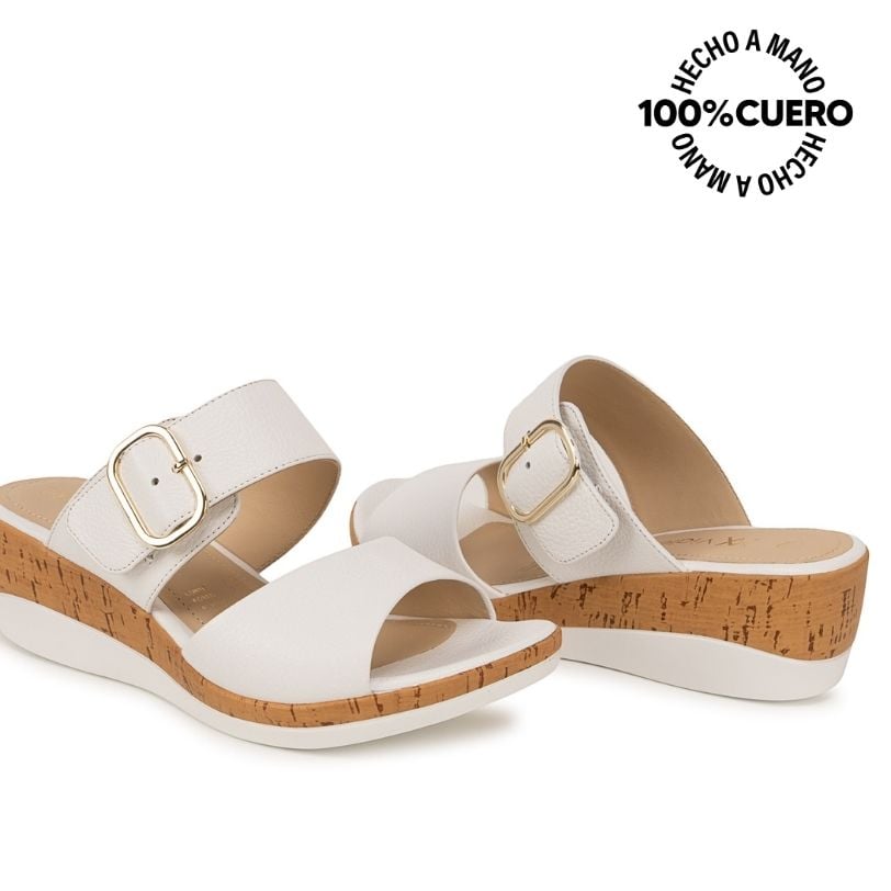 SANDALIA STRAP CASUAL ALE-2635 BLANCO VIALE CUERO - 2