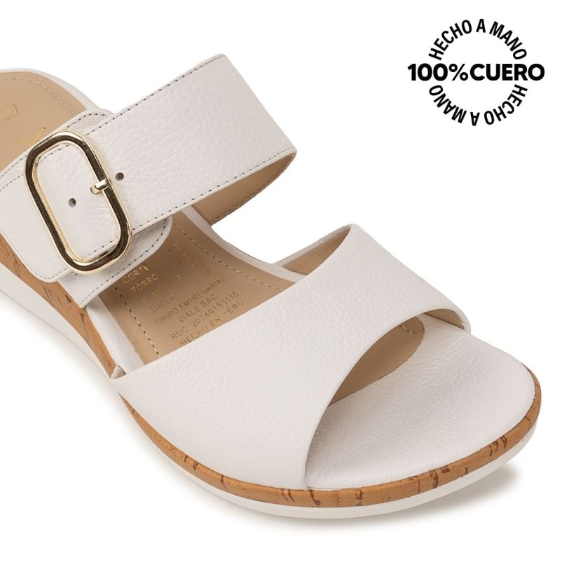 SANDALIA STRAP CASUAL ALE-2635 BLANCO VIALE CUERO - 3
