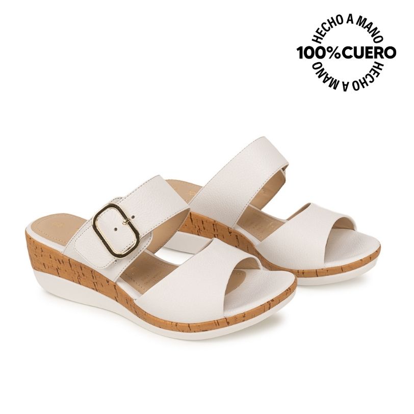 SANDALIA STRAP CASUAL ALE-2635 BLANCO VIALE CUERO - 4