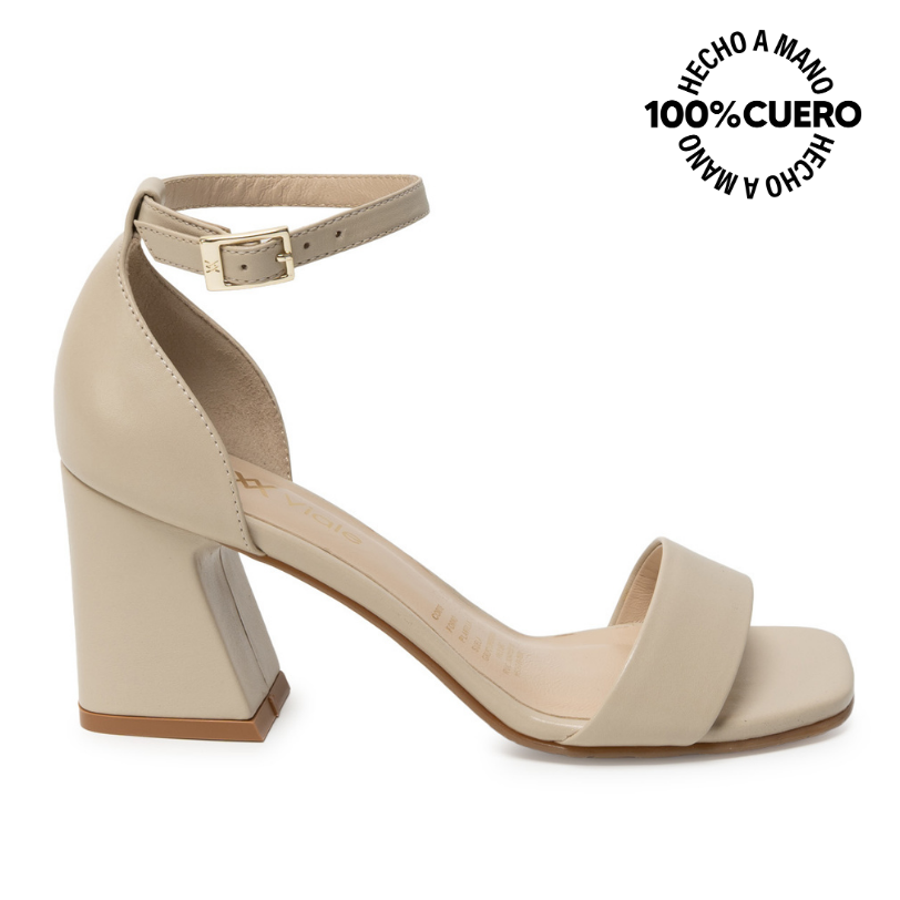 SANDALIA D'ORSAY CASUAL TATI-2608 MARFIL VIALE CUERO - 1