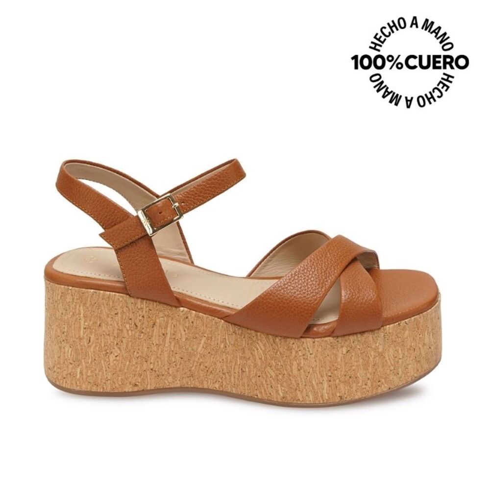 SANDALIA D'ORSAY CASUAL ALE-2630 NATURAL VIALE CUERO - 1