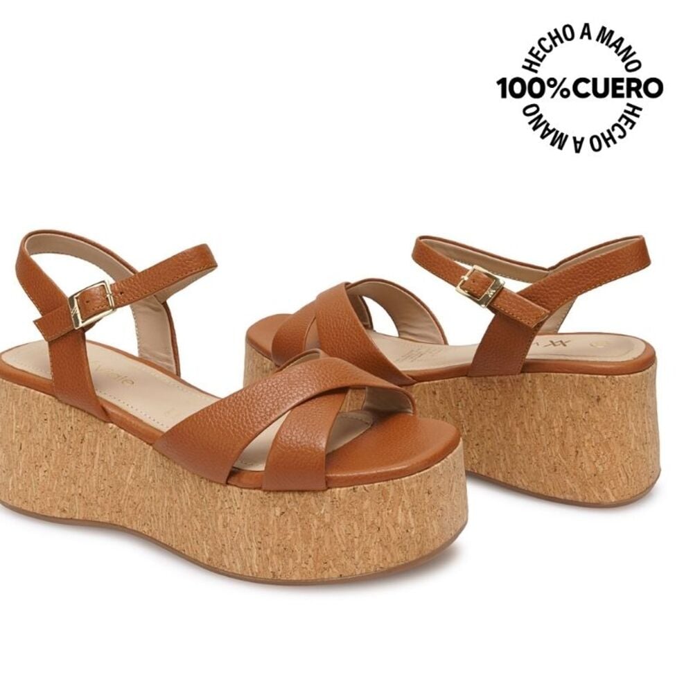 SANDALIA D'ORSAY CASUAL ALE-2630 NATURAL VIALE CUERO - 2