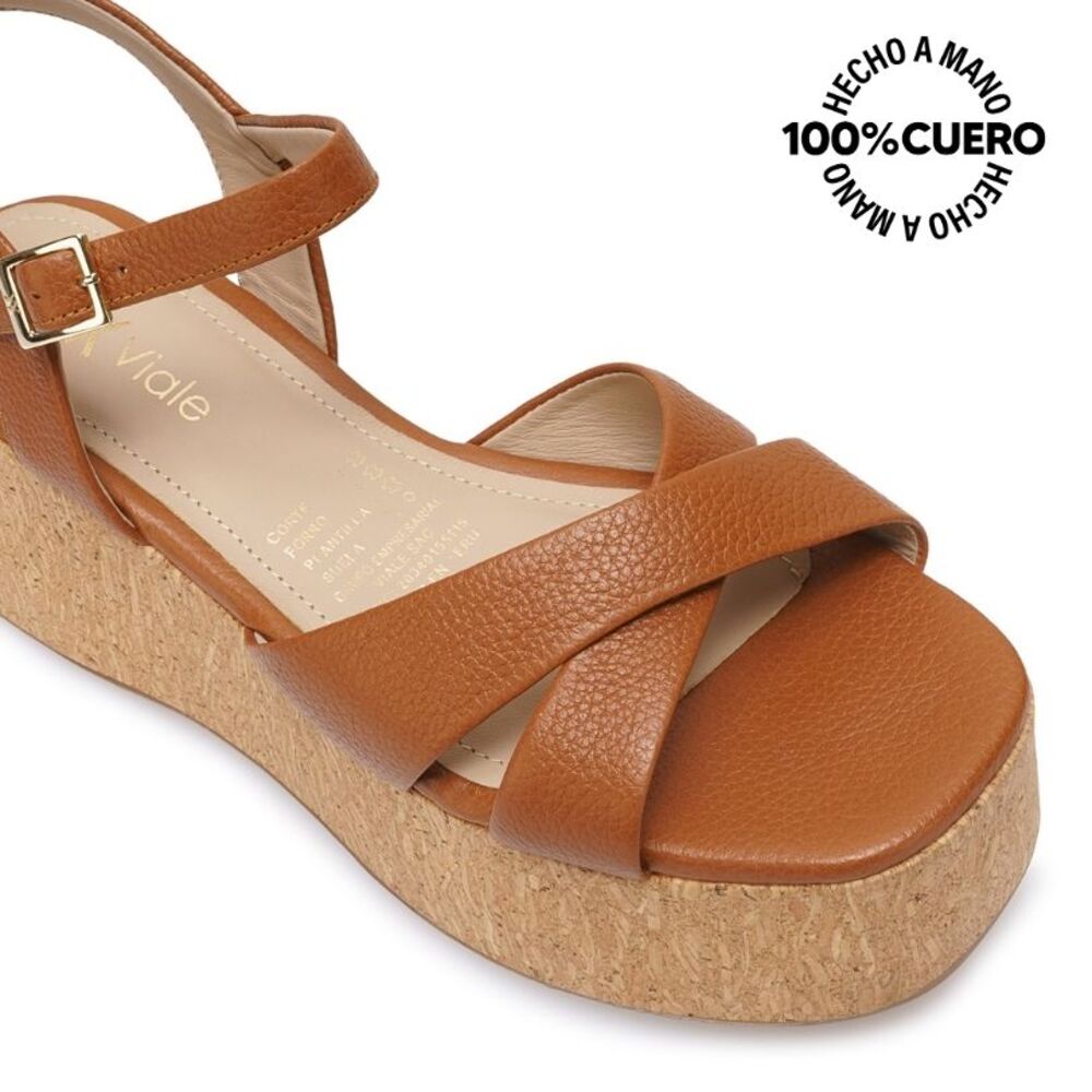 SANDALIA D'ORSAY CASUAL ALE-2630 NATURAL VIALE CUERO - 3