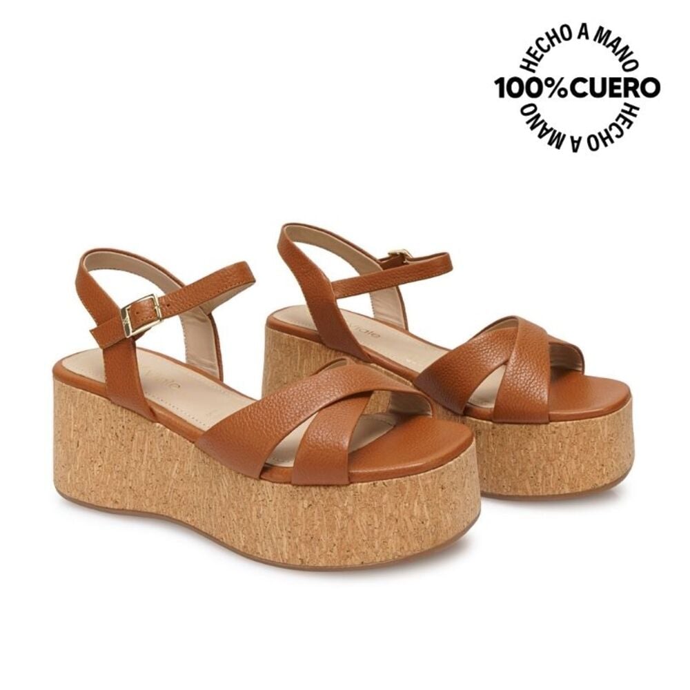 SANDALIA D'ORSAY CASUAL ALE-2630 NATURAL VIALE CUERO - 4