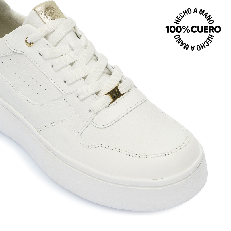 ZAPATILLA CASUAL REC-2510 BLANCO/DORADO VIALE CUERO - 3