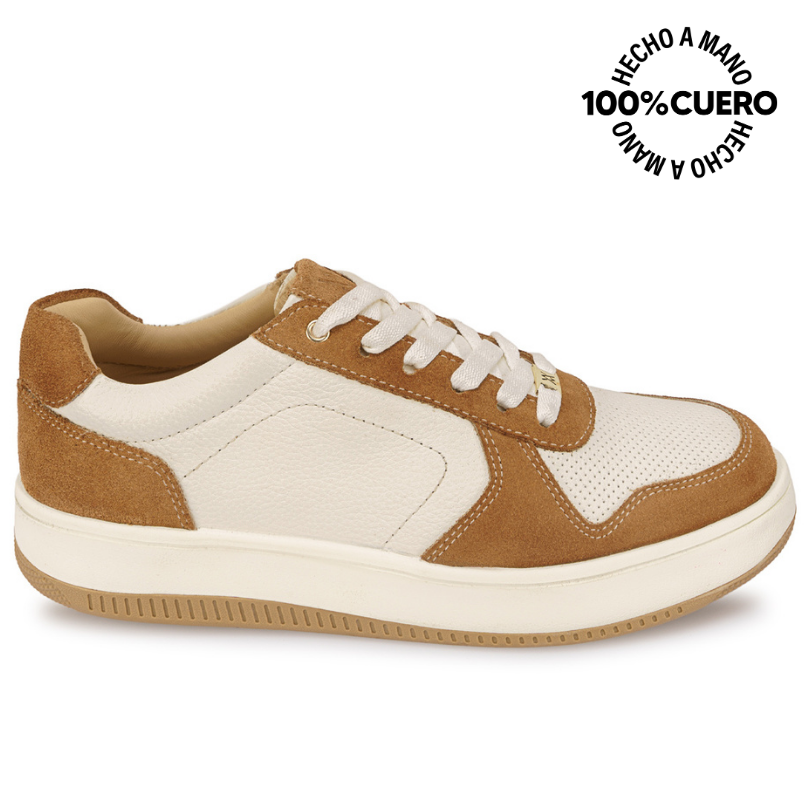 ZAPATILLA CASUAL TERI-2650 BLANCO/BEIGE VIALE CUERO - 1