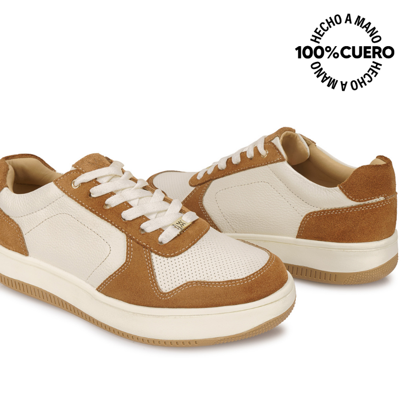 ZAPATILLA CASUAL TERI-2650 BLANCO/BEIGE VIALE CUERO - 2