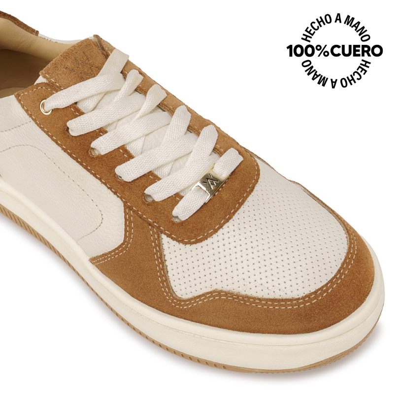 ZAPATILLA CASUAL TERI-2650 BLANCO/BEIGE VIALE CUERO - 3