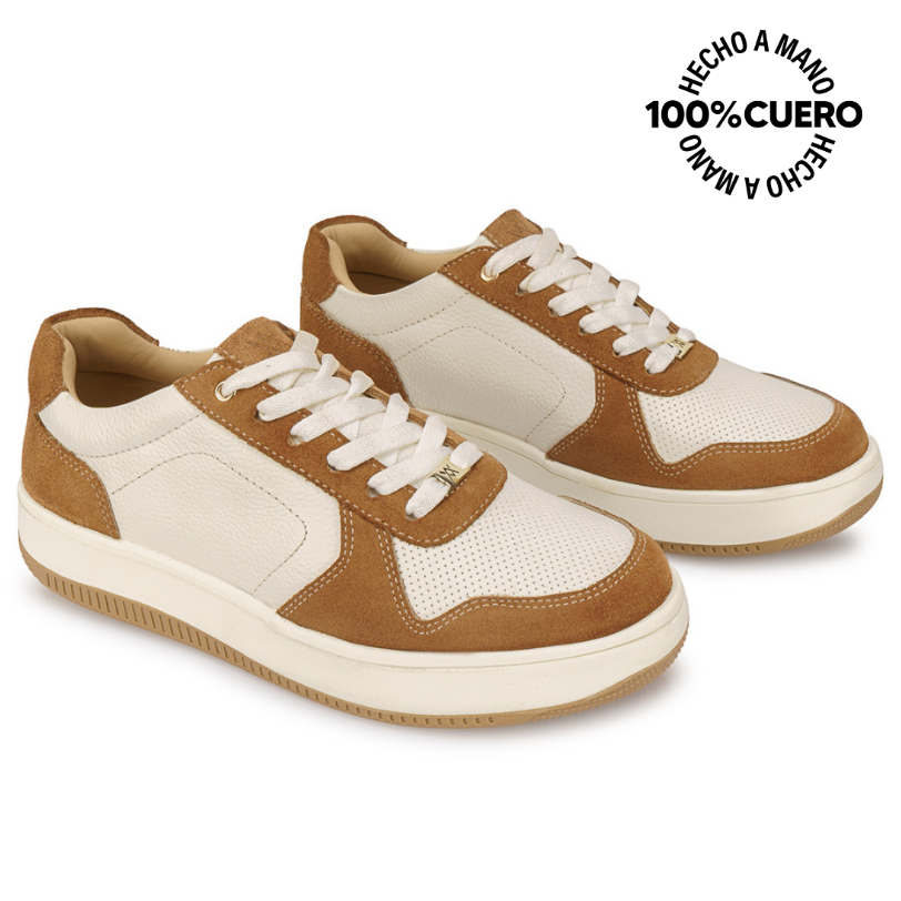 ZAPATILLA CASUAL TERI-2650 BLANCO/BEIGE VIALE CUERO - 4