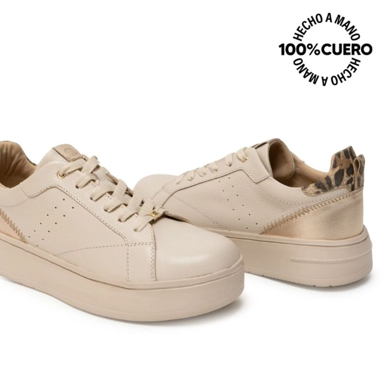 ZAPATILLA CASUAL REC-2515 VAINILLA VIALE CUERO - 2